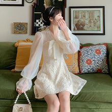 Load image into Gallery viewer, Summer Kawaii Elegant Dress Women Korean Solid Designer Lace Princess Sweet Dress Casual Puff Sleeve Vintage Party Dress 2021