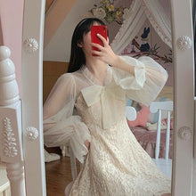 Load image into Gallery viewer, Summer Kawaii Elegant Dress Women Korean Solid Designer Lace Princess Sweet Dress Casual Puff Sleeve Vintage Party Dress 2021