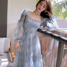 Load image into Gallery viewer, Summer Kawaii Floral Dress Women Elegant Patchwork Print  Sweet Dress Female Puff Sleeve French Party Midi Korean Dress 2021 New
