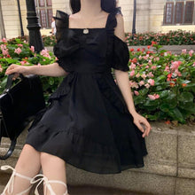 Load image into Gallery viewer, Summer Kawaii Gothic Dress Women Vintage Fungus Sweet French Hepburn Dress Female Korean Casual Elegant Black Party Dress 2021