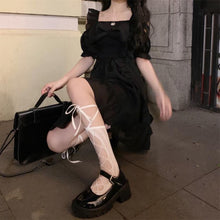 Load image into Gallery viewer, Summer Kawaii Gothic Dress Women Vintage Fungus Sweet French Hepburn Dress Female Korean Casual Elegant Black Party Dress 2021
