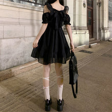 Load image into Gallery viewer, Summer Kawaii Gothic Dress Women Vintage Fungus Sweet French Hepburn Dress Female Korean Casual Elegant Black Party Dress 2021