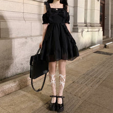 Load image into Gallery viewer, Summer Kawaii Gothic Dress Women Vintage Fungus Sweet French Hepburn Dress Female Korean Casual Elegant Black Party Dress 2021