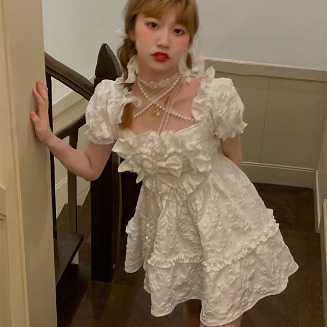 Summer Kawaii Lolita Dress Women Korean Party Evening Elegant Sweet Dress Female Short Sleeve Princess Casual Y2k Dress 2021