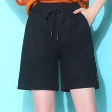 Load image into Gallery viewer, Summer Knee-length Elastic-waist Lace-up Shorts Women Casual Solid Large-size 5XL Cotton Korean Loose Womens Shorts Pockets
