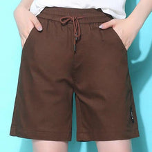Load image into Gallery viewer, Summer Knee-length Elastic-waist Lace-up Shorts Women Casual Solid Large-size 5XL Cotton Korean Loose Womens Shorts Pockets