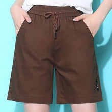Load image into Gallery viewer, Summer Knee-length Elastic-waist Lace-up Shorts Women Casual Solid Large-size 5XL Cotton Korean Loose Womens Shorts Pockets