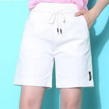 Load image into Gallery viewer, Summer Knee-length Elastic-waist Lace-up Shorts Women Casual Solid Large-size 5XL Cotton Korean Loose Womens Shorts Pockets