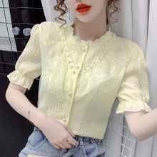 Load image into Gallery viewer, Summer Korean Chiffon Women Shirts Women Short Sleeve Shirts Office Lady Shirt Tops Plus Size Woman White Shirt  Woman Blouses