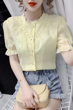 Load image into Gallery viewer, Summer Korean Chiffon Women Shirts Women Short Sleeve Shirts Office Lady Shirt Tops Plus Size Woman White Shirt  Woman Blouses
