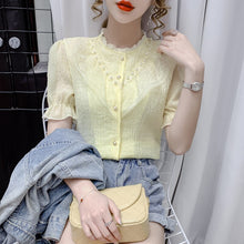 Load image into Gallery viewer, Summer Korean Chiffon Women Shirts Women Short Sleeve Shirts Office Lady Shirt Tops Plus Size Woman White Shirt  Woman Blouses