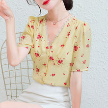 Load image into Gallery viewer, Summer Korean Fashion Silk Woman Shirts Satin Office Lady Short Sleeve Buttoned Shirt Plus Size XXL Ladies Tops Blouse