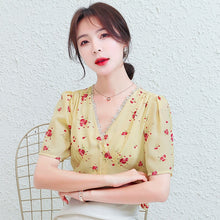 Load image into Gallery viewer, Summer Korean Fashion Silk Woman Shirts Satin Office Lady Short Sleeve Buttoned Shirt Plus Size XXL Ladies Tops Blouse