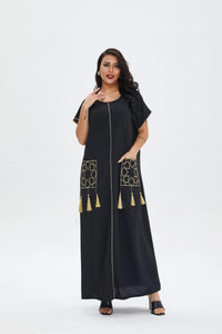 Summer Ladies Short-sleeved Long Skirt Plus Size Ethnic Style Robe Muslim Middle East Dubai Dress Dubai Abaya Djellaba