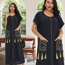 Load image into Gallery viewer, Summer Ladies Short-sleeved Long Skirt Plus Size Ethnic Style Robe Muslim Middle East Dubai Dress Dubai Abaya Djellaba