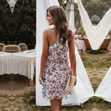 Load image into Gallery viewer, Summer Ladies Slim Halter Print Dress Women Casual Sleeveless Ruffles Above Knee Mini Floral Dress 2021 New