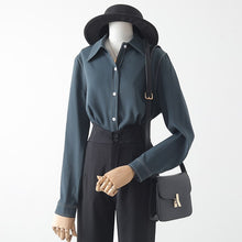 Load image into Gallery viewer, Summer New 2021 Women Shirts Turn-Down Collar Long-Sleeved Loose Elegant Office Lady Outwear Tops