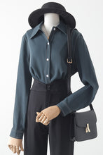 Load image into Gallery viewer, Summer New 2021 Women Shirts Turn-Down Collar Long-Sleeved Loose Elegant Office Lady Outwear Tops