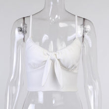 Load image into Gallery viewer, Summer New Fashion Bandage Bow Sling Camis Tank Top For Women 2021 Sexy V Neck Slim Solid Strapless Short Crop Top