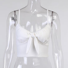 Load image into Gallery viewer, Summer New Fashion Bandage Bow Sling Camis Tank Top For Women 2021 Sexy V Neck Slim Solid Strapless Short Crop Top