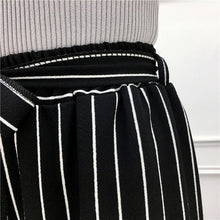 Load image into Gallery viewer, Summer New Striped Style Black Loose High Waist Crop Casual Pants Women One Size Chiffon Wide-leg Pants Plus Size