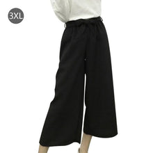 Load image into Gallery viewer, Summer New Striped Style Black Loose High Waist Crop Casual Pants Women One Size Chiffon Wide-leg Pants Plus Size