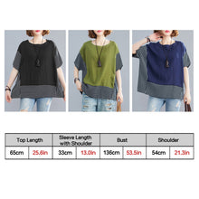 Load image into Gallery viewer, Summer New T-shirt Women Oversized Tops Stripes Splicinng O-Neck Short Sleeve T-Shirt  Loose Fit  Simple Casual Tee Tops Femme