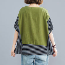 Load image into Gallery viewer, Summer New T-shirt Women Oversized Tops Stripes Splicinng O-Neck Short Sleeve T-Shirt  Loose Fit  Simple Casual Tee Tops Femme