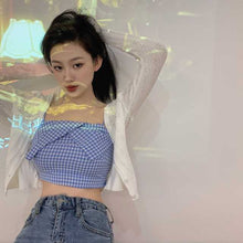 Load image into Gallery viewer, Summer New Vintage Bow Plaid Tube Top Vest + Fashion All-Match Sun-Protection Overshirt Two-Piece Suit for Women