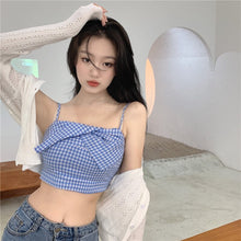 Load image into Gallery viewer, Summer New Vintage Bow Plaid Tube Top Vest + Fashion All-Match Sun-Protection Overshirt Two-Piece Suit for Women
