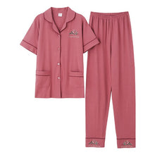 Load image into Gallery viewer, Summer New Women Soild Colour Pajamas Set Ladies Comfort Simple Style Sleepwear Loose Soft Casual Wear Cotton Homewear XXXL
