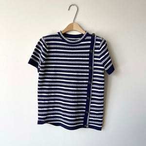 Summer O Neck Short Sleeve Striped Knitted Tops Simple Loose Casual Vintage Korean Style Tees Women Soft Design Pullover Sweater