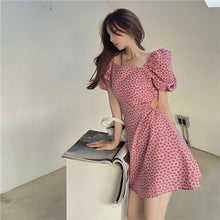 Load image into Gallery viewer, Summer Pink Boho Dresses Women Korean Elegant High Waist Sweet Dresses French Retro Casual Party Club Short Sleeve Dress 2021