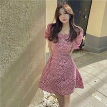 Load image into Gallery viewer, Summer Pink Boho Dresses Women Korean Elegant High Waist Sweet Dresses French Retro Casual Party Club Short Sleeve Dress 2021