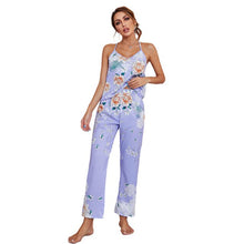 Load image into Gallery viewer, Summer Print Pyjamas Sexy Floral Pajamas With Pants Loose Spaghetti Strap Intimate Lingerie Sleepwear Women Pj Set