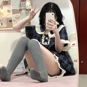 Summer Pyjamas Women Kawaii Clothes Women&#39;S Bowknot Lace Lace Doll Collar Home Clothes Short-Sleeved Shorts Women&#39;S 2 Piece Set