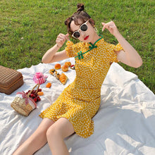 Load image into Gallery viewer, Summer Retro Elegant Dress Women Floral Print Sexy Kawaii Dress Casual Holiday Cheongsam Fishtail Party Mini Dresses 2021 New