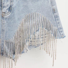 Load image into Gallery viewer, Summer Ripped Jeans Short Femme High Waist Diamond Tassel Y2k Casual Bottoms For Ladies Denim Shorts Women Clothing Fashion