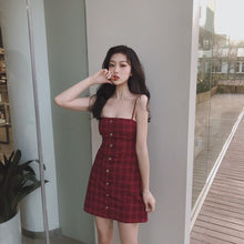 Load image into Gallery viewer, Summer Sexy Backless Buttons Spaghetti Strap Mini Dresses For Women Casual New Arrival 2021 Plaid Bow Dress Woman Gothic Clothes