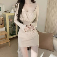 Load image into Gallery viewer, Summer Sexy Bras Dresses Sleepwear Low Cut Puff Sleeve Short Mini Dress Women Square Collar Bodycon Dress Party Office Lady