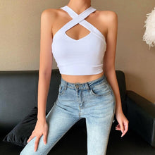 Load image into Gallery viewer, Summer Sexy Crop Top For Women 2021 New Irregular Collar Fashion Cross Halter Strapless Bandage Tank Top Ladies