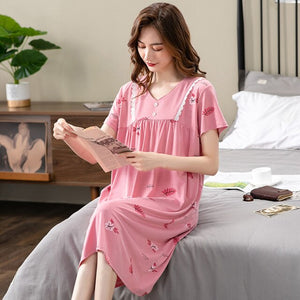 Summer Sexy Modal  Sleepwear Nightgown Women Night Shirt Dress Female Lounge Home Clothes Modal Nighty Gown Sleep Top