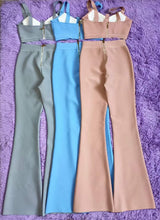 Load image into Gallery viewer, Summer Sexy Sleeveless Gray Pink Blue High Quality Two Piece Long Bandage Outfit 2021 Celebrity Designer Fashion Women&#39;s Set