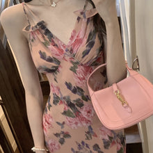 Load image into Gallery viewer, Summer Sexy Strap Dress Women Korean Backless Beach V-Neck Elegant Floral Dress Casual Bodycon Holiday Party Midi Dress 2021