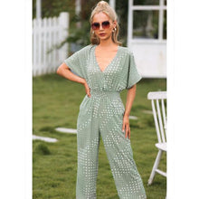 Load image into Gallery viewer, Summer Sexy V-neck Rompers Women Jumpsuit Polka Dot Print Short Sleeve High Waist Straight Loose Plus Size Streetwear Jumpsuits