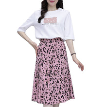 Load image into Gallery viewer, Summer Skirt Suit Women cotton half sleeve dress suit leopard print Fishtail skirt T-shirt Pullover Tops Fashion 2 Piece Sets