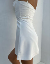 Load image into Gallery viewer, Summer Slash Neck  Mini Sexy Shoulder Spaghetti Strap Dress Women White Elegant Casual Solid Beach Party Dresses Boho Robe 2021