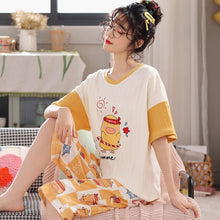 Load image into Gallery viewer, Summer Sleep Tops Cartoon Short Sleeved Pajamas Set For Women Large Size Cute Female Leisure Sleepwear Fashion 2 Pieces Sets 5XL