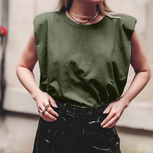 Load image into Gallery viewer, Summer Sleeveless Top Female O Neck White Women Blouse Shirt Ladies Loose solid Chic Casual Blouses Black 2020 Cotton Brown