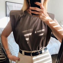 Load image into Gallery viewer, Summer Sleeveless Top Female O Neck White Women Blouse Shirt Ladies Loose solid Chic Casual Blouses Black 2020 Cotton Brown